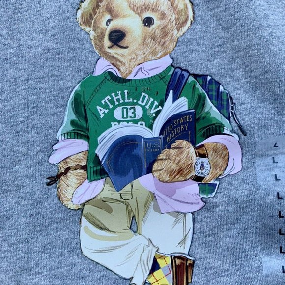 NWT POLO RALPH LAUREN BIG Boys L 14-16 Color Blocked BEAR Fleece Hoodie - Picture 5 of 7